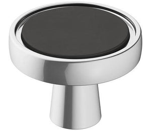 Amerock Cabinet Knob Polished Chrome/Matte Black 1-3/8 inch (35 mm) Diameter Mergence 1 Pack Drawer Knob Cabinet Hardware