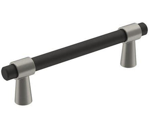 Amerock Cabinet Pull Matte Black/Satin Nickel 3-3/4 inch (96 mm) Center-to-Center Mergence 1 Pack Drawer Pull Cabinet Handle Cabinet Hardware