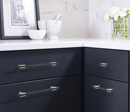 Amerock Cabinet Pull Polished Chrome/Brushed Matte Black 7-9/16 inch (192 mm) Center to Center Urbanite 1 Pack Drawer Pull Drawer Handle Cabinet Hardware