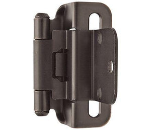 Amerock Cabinet Hinge 3/8 inch (10 mm) Inset Hinge Oil Rubbed Bronze 2 Pack Self-Closing Hinge Partial Wrap Hinge Cabinet Door Hinge