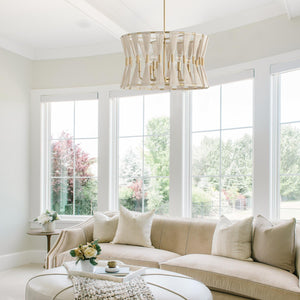 Capital Lighting 341161NP Bianca 6 Light Pendant Bleached Natural Rope and Patinaed Brass