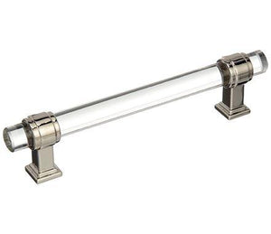 Amerock Cabinet Pull Clear/Polished Nickel 5-1/16 inch (128 mm) Center to Center Glacio 1 Pack Drawer Pull Drawer Handle Cabinet Hardware