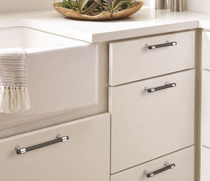 Amerock Cabinet Pull Polished Chrome/Matte Black 3-3/4 inch (96 mm) Center-to-Center Mergence 1 Pack Drawer Pull Cabinet Handle Cabinet Hardware