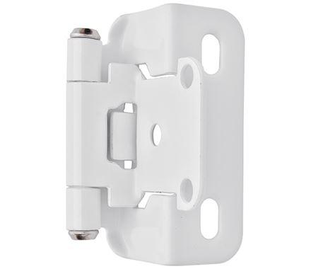 Amerock Cabinet Hinge 1/2 inch (13 mm) Overlay Hinge White 2 Pack Self-Closing Hinge Partial Wrap Hinge Cabinet Door Hinge