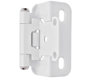 Amerock Cabinet Hinge 1/2 inch (13 mm) Overlay Hinge White 2 Pack Self-Closing Hinge Partial Wrap Hinge Cabinet Door Hinge