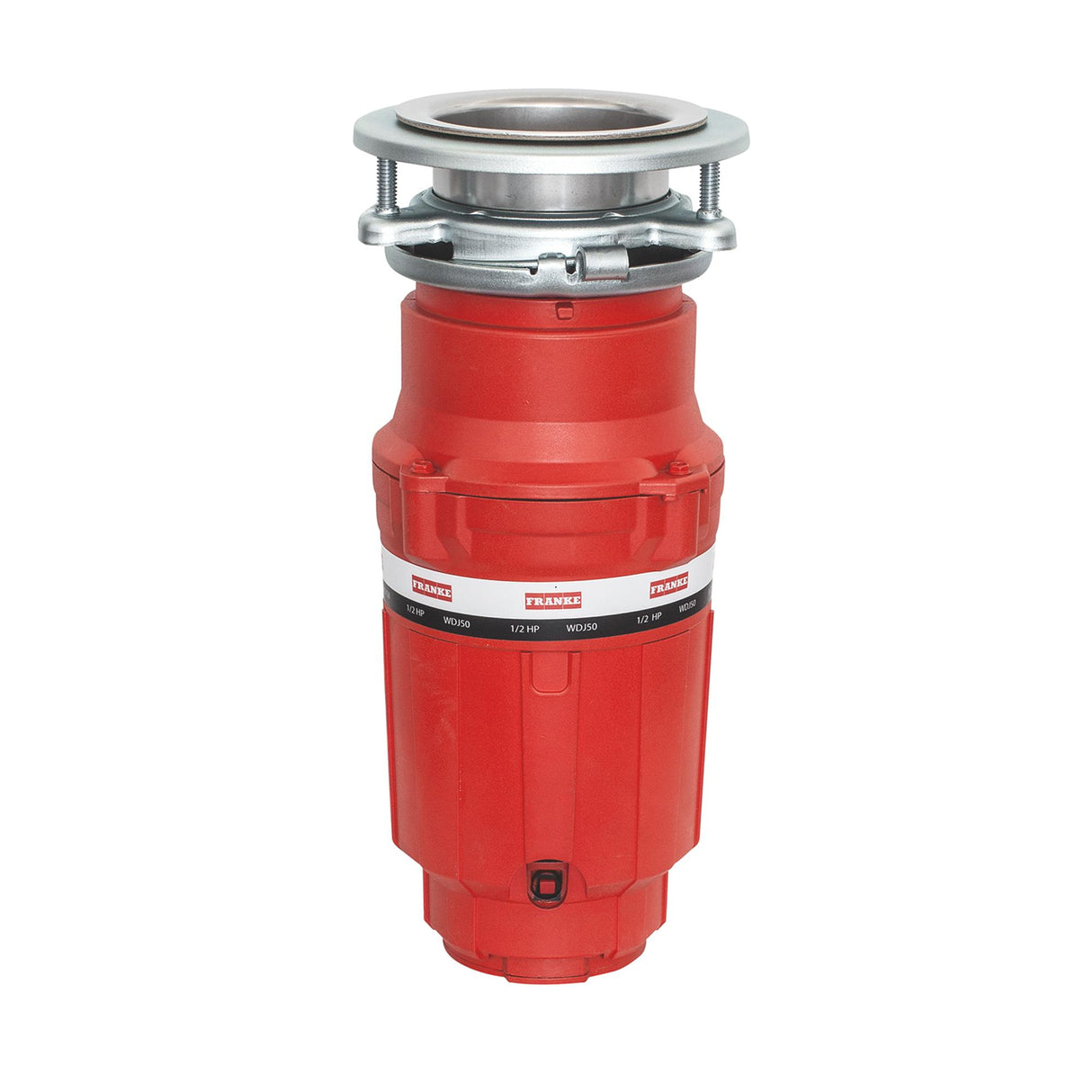 FRANKE WDJ50 1/2 Horse Power Compact Waste Disposer Continuous Feed Torque Master 2600 RPM Jam-Resistant DC Motor in Red/Chrome