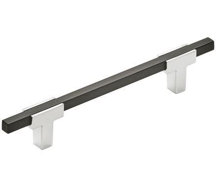 Amerock Cabinet Pull Polished Chrome/Brushed Matte Black 5-1/16 inch (128 mm) Center to Center Urbanite 1 Pack Drawer Pull Drawer Handle Cabinet Hardware