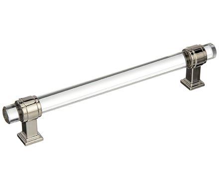 Amerock Cabinet Pull Clear/Polished Nickel 6-5/16 inch (160 mm) Center to Center Glacio 1 Pack Drawer Pull Drawer Handle Cabinet Hardware