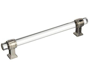 Amerock Cabinet Pull Clear/Polished Nickel 6-5/16 inch (160 mm) Center to Center Glacio 1 Pack Drawer Pull Drawer Handle Cabinet Hardware