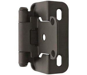 Amerock Cabinet Hinge 1/2 inch (13 mm) Overlay Hinge Matte Black 2 Pack Self-Closing Hinge Partial Wrap Hinge Cabinet Door Hinge