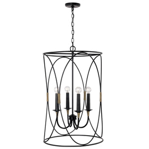 Capital Lighting 545641KB Amara 4 Light Foyer Matte Black with Brass