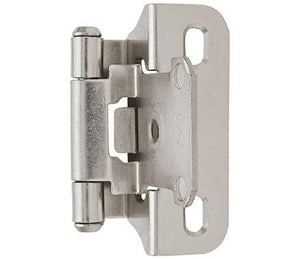 Amerock Cabinet Hinge 1/4 inch (6 mm) Overlay Hinge Satin Nickel 2 Pack Self-Closing Hinge Partial Wrap Hinge Cabinet Door Hinge