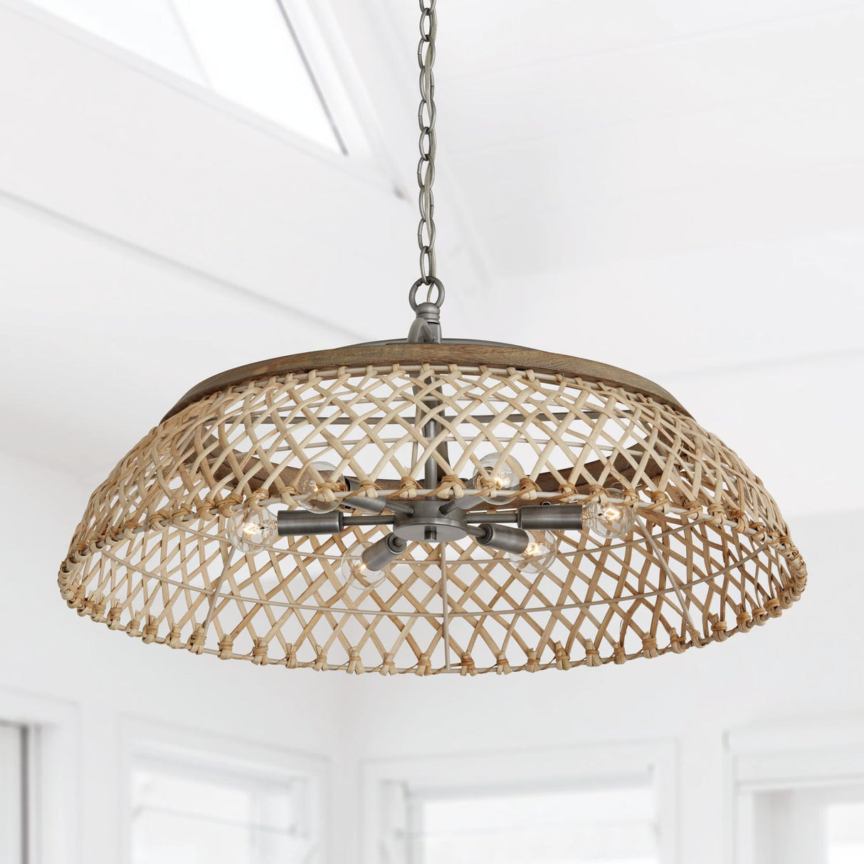 Capital Lighting 340862GK Rainey 6 Light Pendant Grey Wash and Antique Nickel