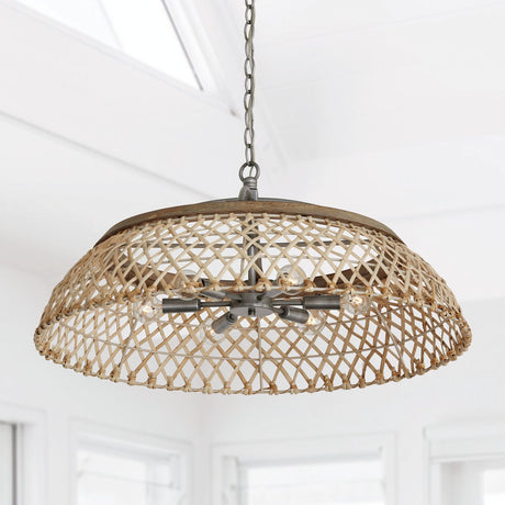 Capital Lighting 340862GK Rainey 6 Light Pendant Grey Wash and Antique Nickel