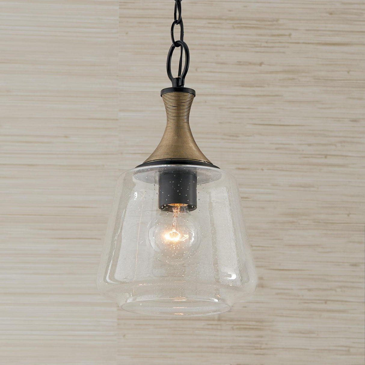 Capital Lighting 345611KB Amara 1 Light Pendant Matte Black with Brass