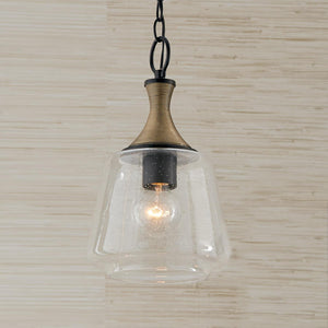 Capital Lighting 345611KB Amara 1 Light Pendant Matte Black with Brass