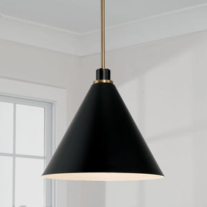 Capital Lighting 350112AB Bradley 1 Light Pendant Aged Brass and Black