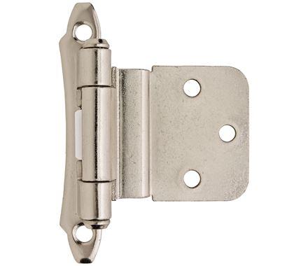 Amerock Cabinet Hinge 3/8 inch (10 mm) Inset Hinge Polished Chrome 2 Pack Self-Closing Hinge Face Mount Hinge Cabinet Door Hinge