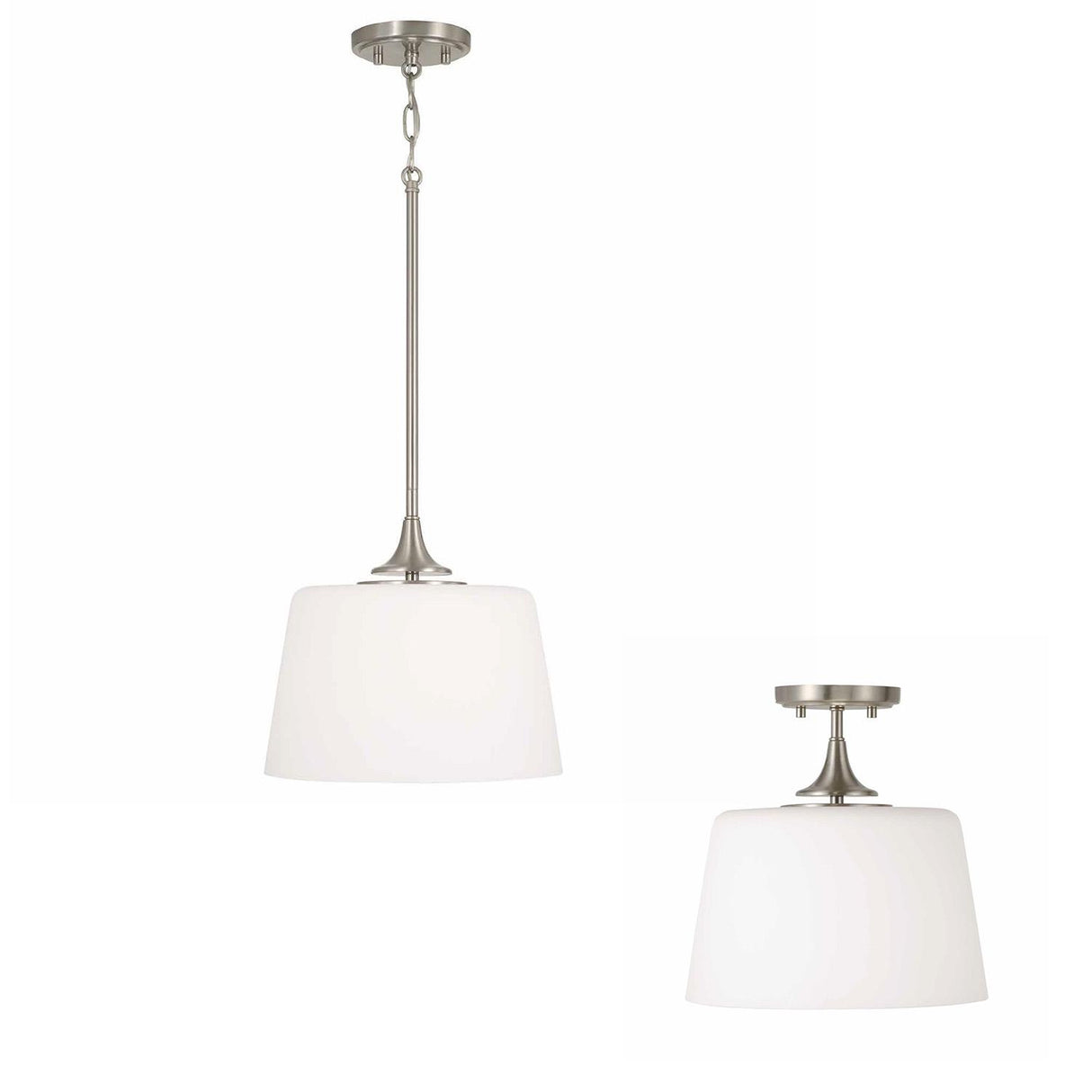 Capital Lighting 248911BN Presley 1 Light Dual Mount Semi-Flush/Pendant Brushed Nickel