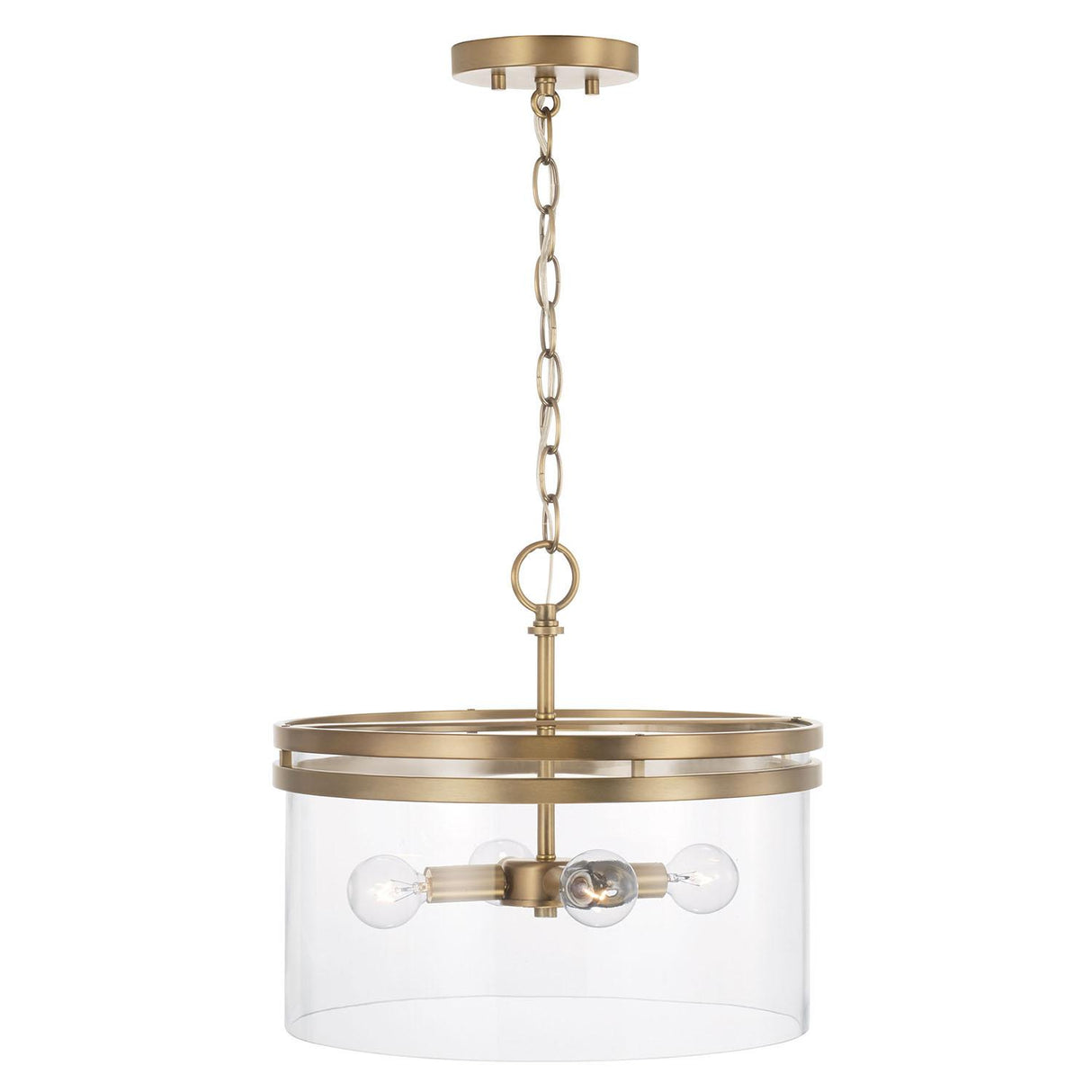 Capital Lighting 248741AD Fuller 4 Light Dual Mount Semi-Flush/Pendant Aged Brass