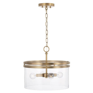 Capital Lighting 248741AD Fuller 4 Light Dual Mount Semi-Flush/Pendant Aged Brass