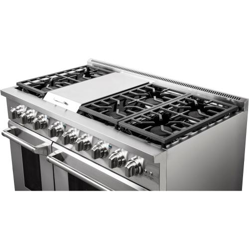 NXR AK4807 48" / 4.5 & 2.7 CF Culinary Series Gas Range, 6 Burners, Griddle