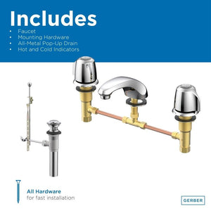 Gerber G0043071 Chrome Classics Two Handle Lavatory Faucet W/ Metal Handles ...