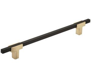 Amerock Cabinet Pull Brushed Gold/Matte Black 7-9/16 inch (192 mm) Center to Center Urbanite 1 Pack Drawer Pull Drawer Handle Cabinet Hardware