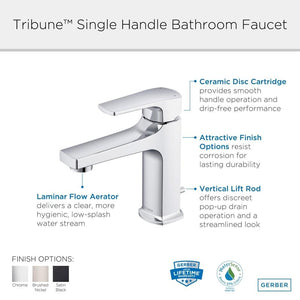 Gerber D225070BS Tribune Single Handle Bathroom Faucet - Satin Black