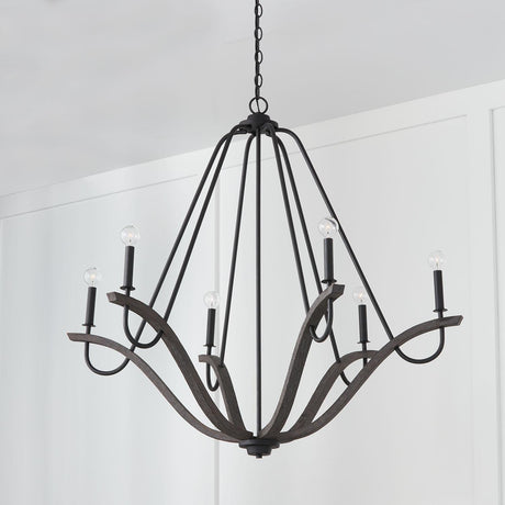 Capital Lighting 447662CK Clive 6 Light Chandelier Carbon Grey and Black Iron