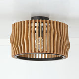 Capital Lighting 244632WK Archer 1 Light Dual Mount Semi-Flush/Pendant Light Wood and Matte Black
