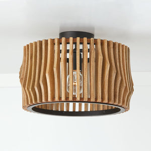 Capital Lighting 244632WK Archer 1 Light Dual Mount Semi-Flush/Pendant Light Wood and Matte Black