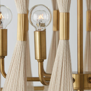 Capital Lighting 341161NP Bianca 6 Light Pendant Bleached Natural Rope and Patinaed Brass