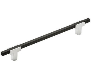 Amerock Cabinet Pull Polished Chrome/Brushed Matte Black 7-9/16 inch (192 mm) Center to Center Urbanite 1 Pack Drawer Pull Drawer Handle Cabinet Hardware