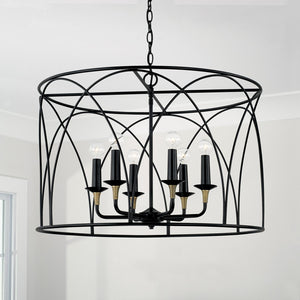Capital Lighting 345661KB Amara 6 Light Pendant Matte Black with Brass