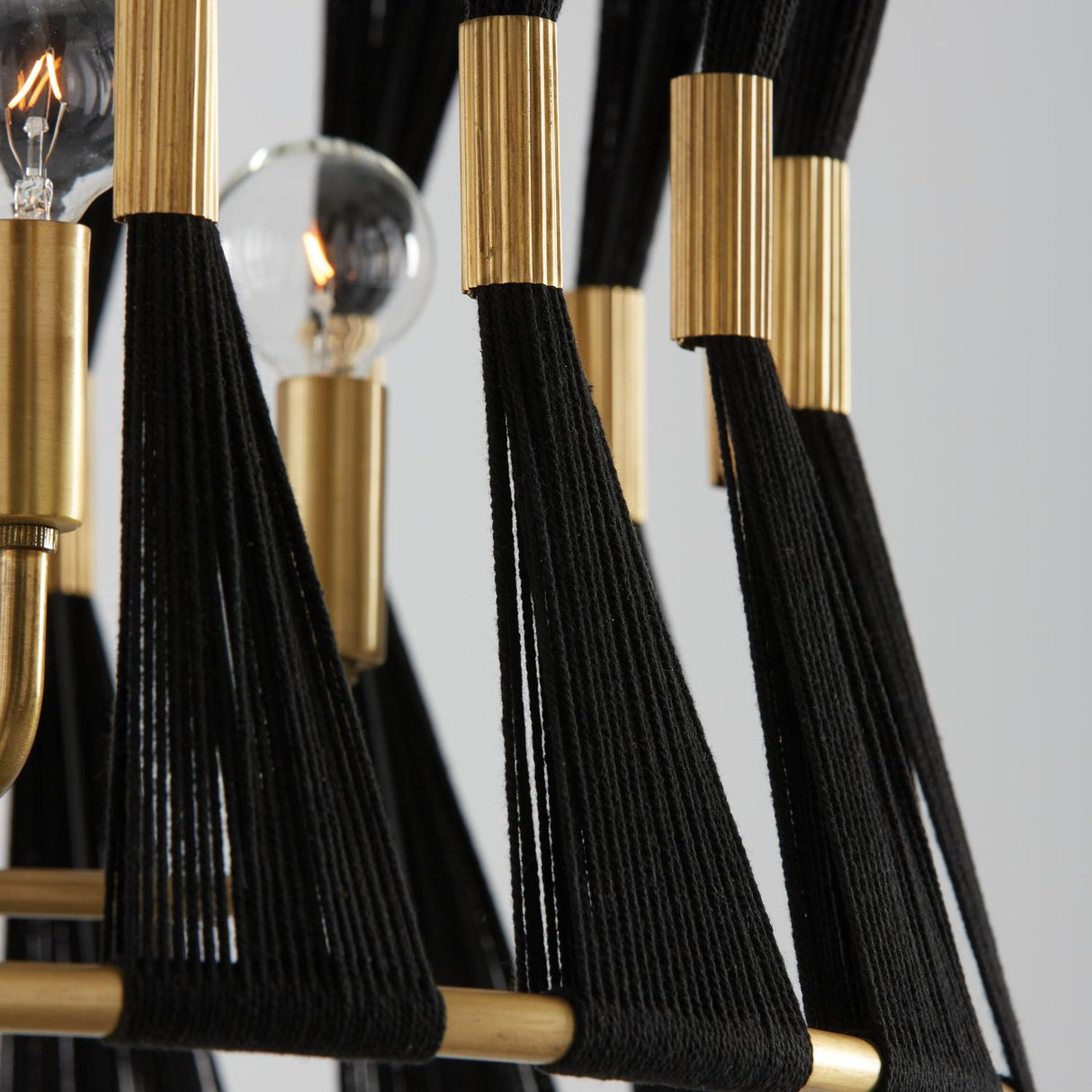 Capital Lighting 341161KP Bianca 6 Light Pendant Black Rope and Patinaed Brass