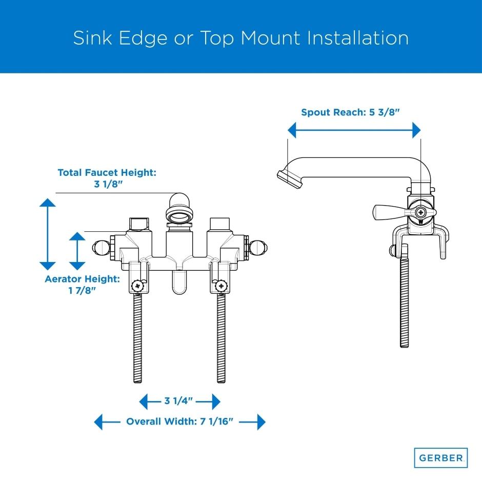 Gerber G0049556 Rough Brass Classics Two Handle Laundry Faucet W/ Threaded L...