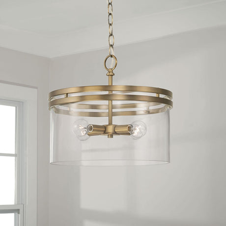 Capital Lighting 248741AD Fuller 4 Light Dual Mount Semi-Flush/Pendant Aged Brass