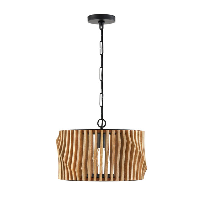 Capital Lighting 244632WK Archer 1 Light Dual Mount Semi-Flush/Pendant Light Wood and Matte Black