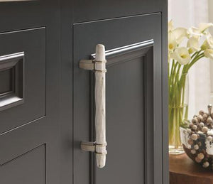 Amerock Cabinet Pull Marble White/Satin Nickel  5-1/16 inch (128 mm) Center to Center Carrione 1 Pack Drawer Pull Drawer Handle Cabinet Hardware