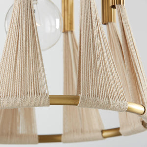 Capital Lighting 341111NP Bianca 1 Light Pendant Bleached Natural Rope and Patinaed Brass