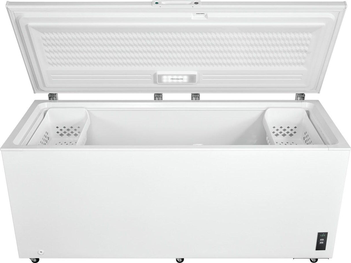 Frigidaire FFCL2042AW 19.8 Cu. Ft. Chest Freezer, Manual defrost, LED lighting, 2 baskets, smooth finish lid