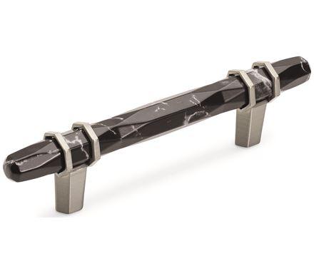 Amerock BP36648MBKG10 Carrione Cabinet Pull, 3-3/4 in (96 mm) Center-to-Center, Marble Black/Satin Nickel