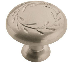 Amerock Cabinet Knob Satin Nickel 1-5/16 inch (33 mm) Diameter Nature'S Splendor 1 Pack Drawer Knob Cabinet Hardware