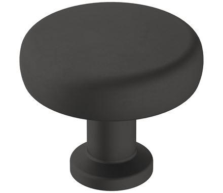 Amerock Cabinet Knob Matte Black 1-1/4 inch (32 mm) Diameter Factor 1 Pack Drawer Knob Cabinet Hardware