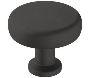 Amerock Cabinet Knob Matte Black 1-1/4 inch (32 mm) Diameter Factor 1 Pack Drawer Knob Cabinet Hardware