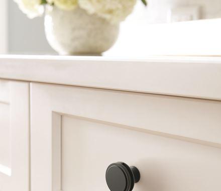 Amerock Cabinet Knob Matte Black 1-3/8 inch (35 mm) Diameter Oberon 1 Pack Drawer Knob Cabinet Hardware