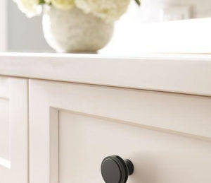 Amerock Cabinet Knob Matte Black 1-3/8 inch (35 mm) Diameter Oberon 1 Pack Drawer Knob Cabinet Hardware