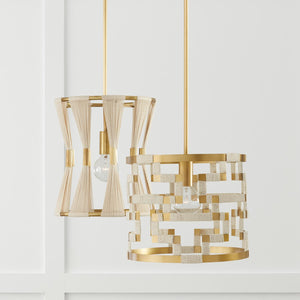 Capital Lighting 341111NP Bianca 1 Light Pendant Bleached Natural Rope and Patinaed Brass