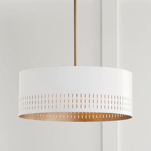 Capital Lighting 350233AW Dash 3 Light Pendant Aged Brass and White